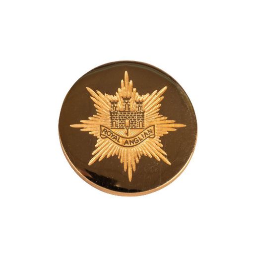 Picture of Blazer Button - Royal Anglian. - Stamped "Cap Badge"- 32L